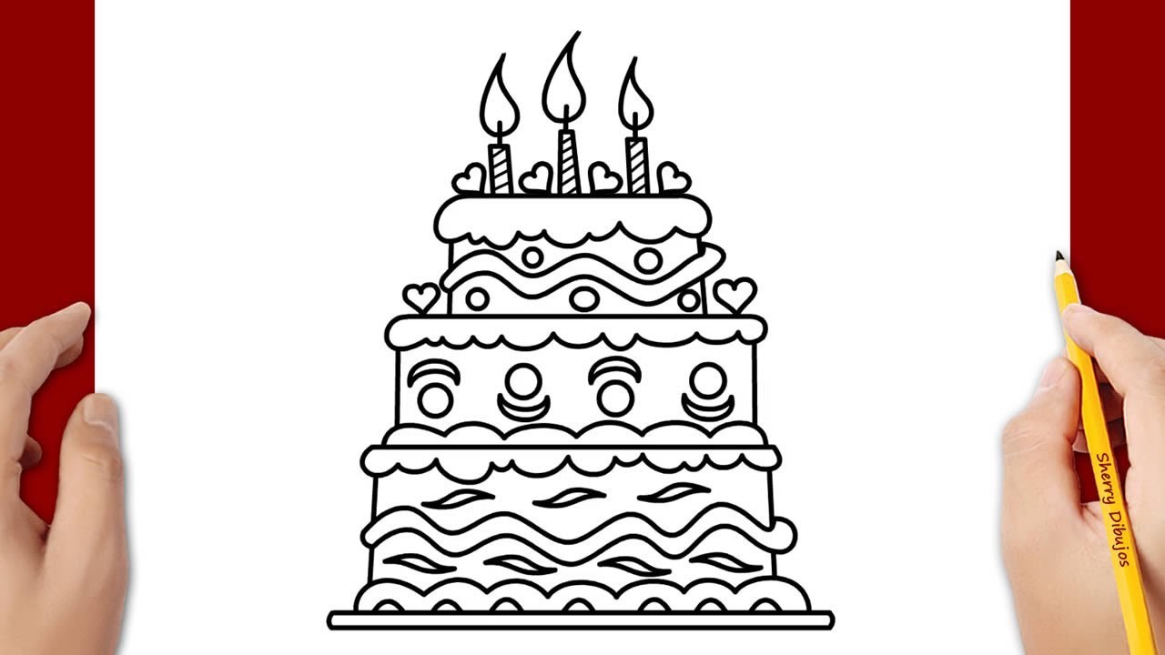 Cómo dibujar un pastel de cumpleaños