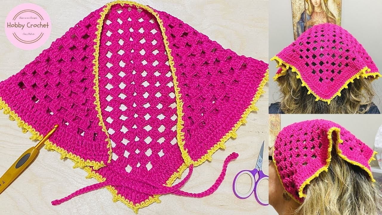 Accesorio rosado para el cabello a crochet paso a paso (Versión Diestra)