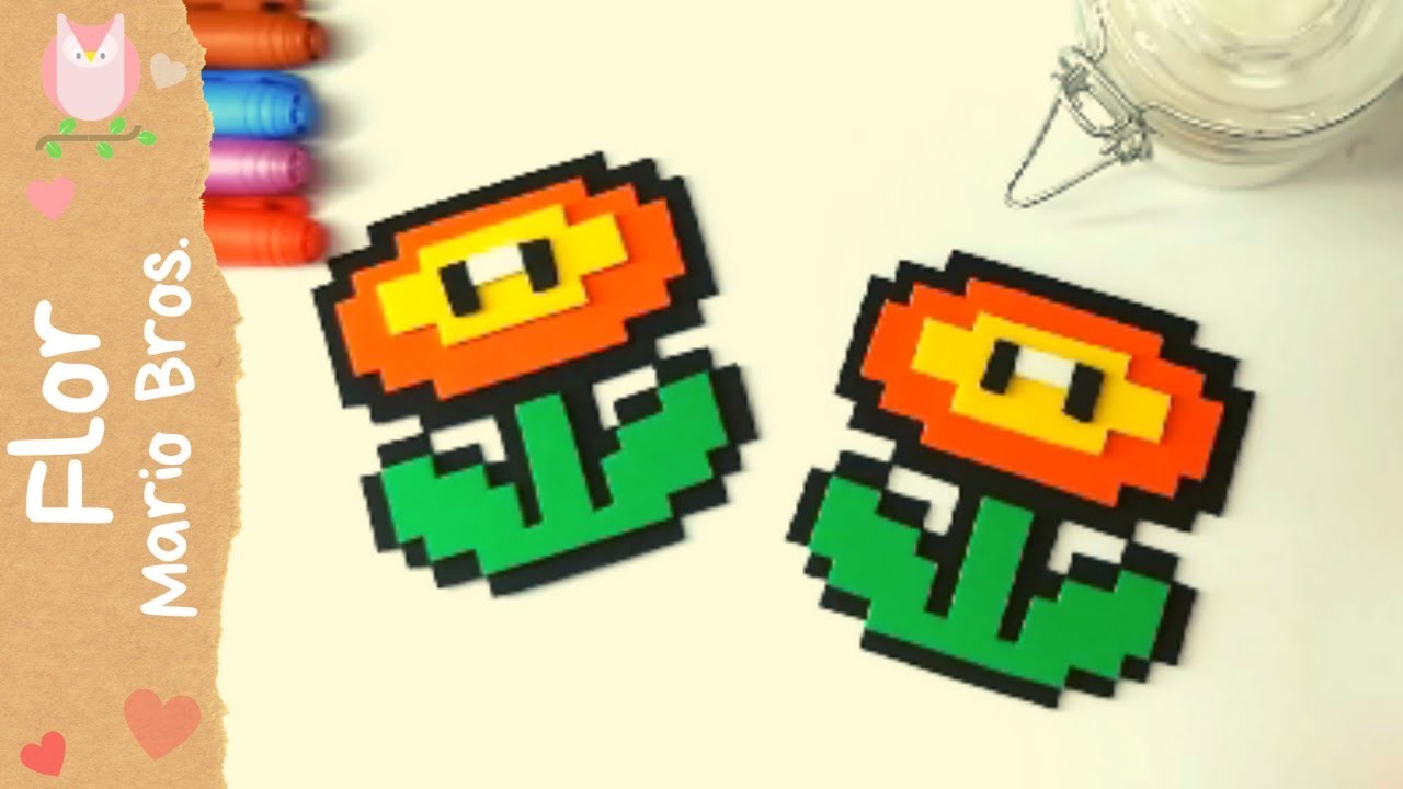 ¿Como hacer Flor de Fuego en Pixel Art de Foami o Goma eva ? Manualidades. Mario Bros.