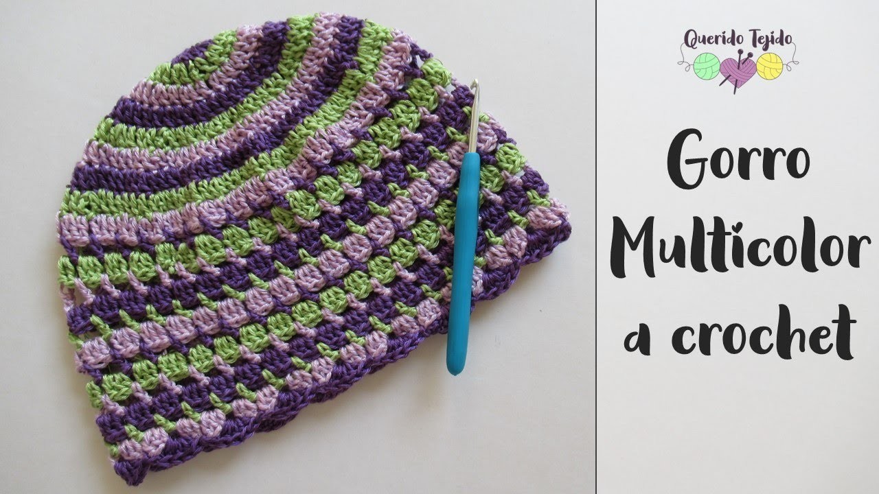 Gorro Multicolor a crochet - Multicolored Crochet Beanie ENGLISH SUB