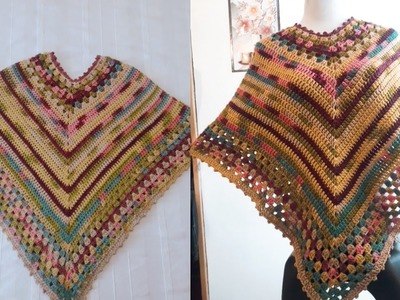 Poncho Multicolor tejido a crochet????