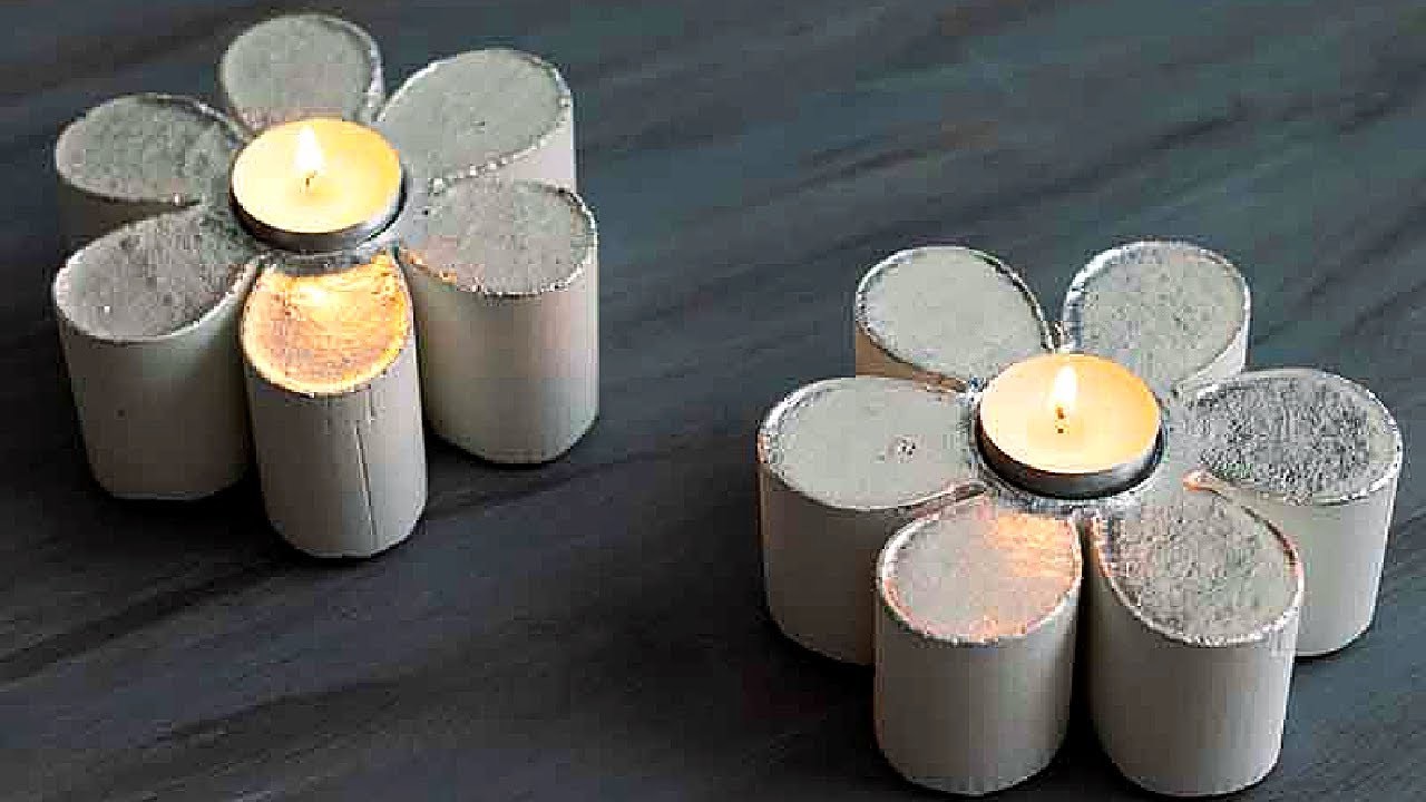 ????️ Portavelas de Cemento en Forma de Flor ???? DIY Candle Holder With Flower Shape