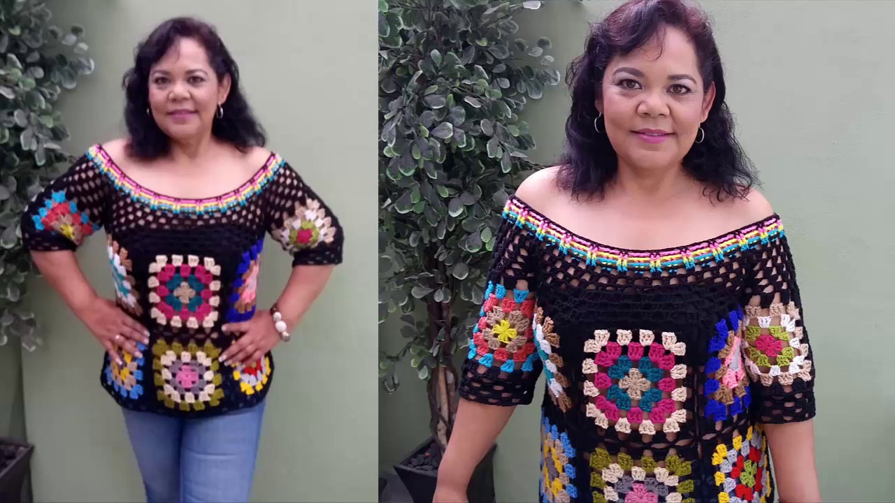 Blusa Granny con sobras de lana parte 1#crochet #blusasnorma #normaysustejidos