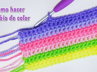 Crochet para Principiantes: Como hacer cambio de Color en filas Puntos bajos, Media Varetas, Varetas