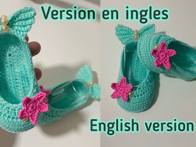 How to crochet Mermaid Shoes | 0 to 3 months | English Version | version en español en comentarios
