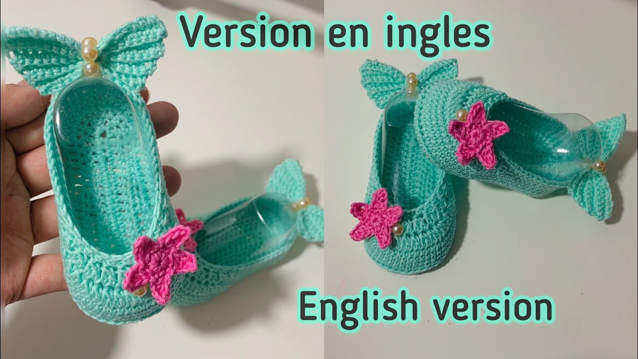 How to crochet Mermaid Shoes | 0 to 3 months | English Version | version en español en comentarios