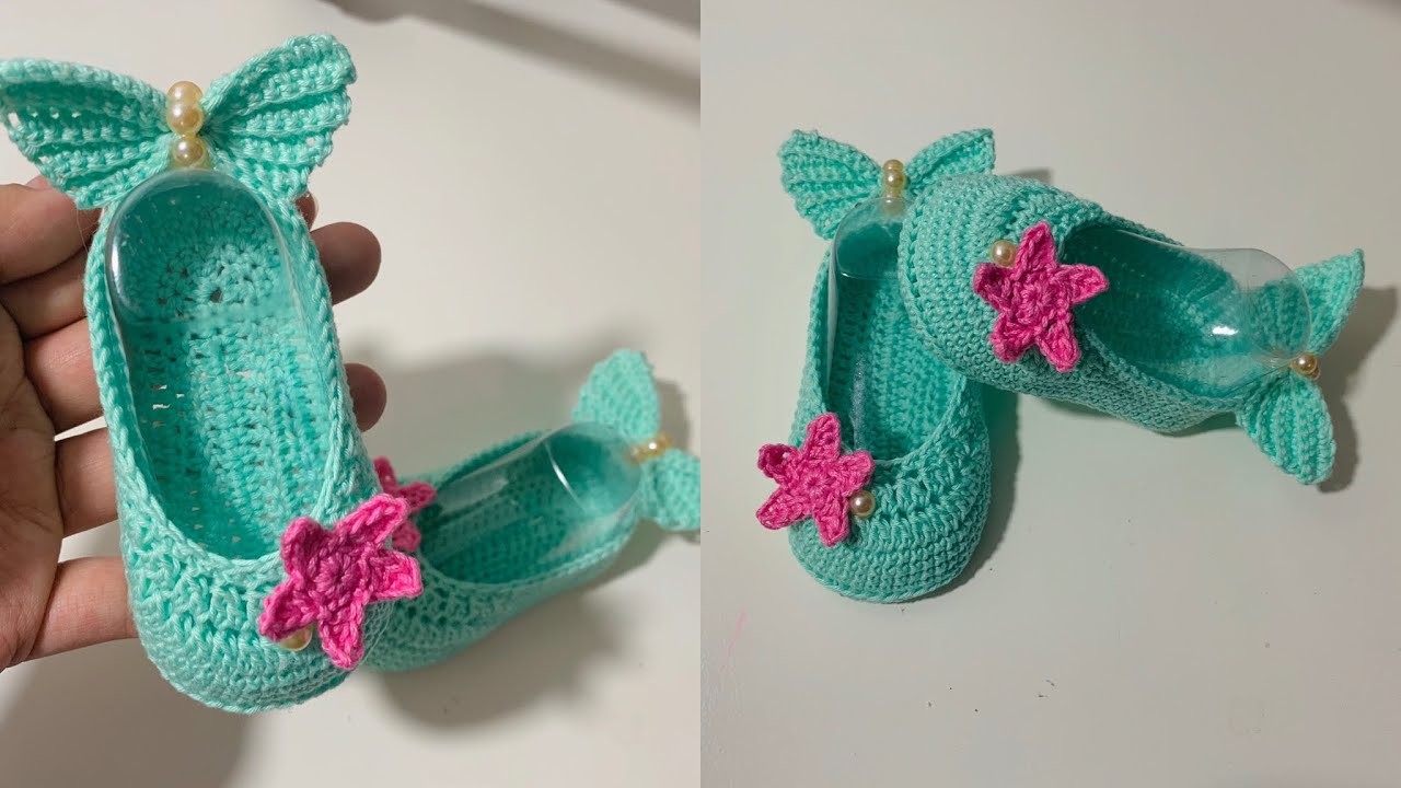 Zapatitos de sirenita tejidos a crochet | 0 a 3 meses | tejidos bebe