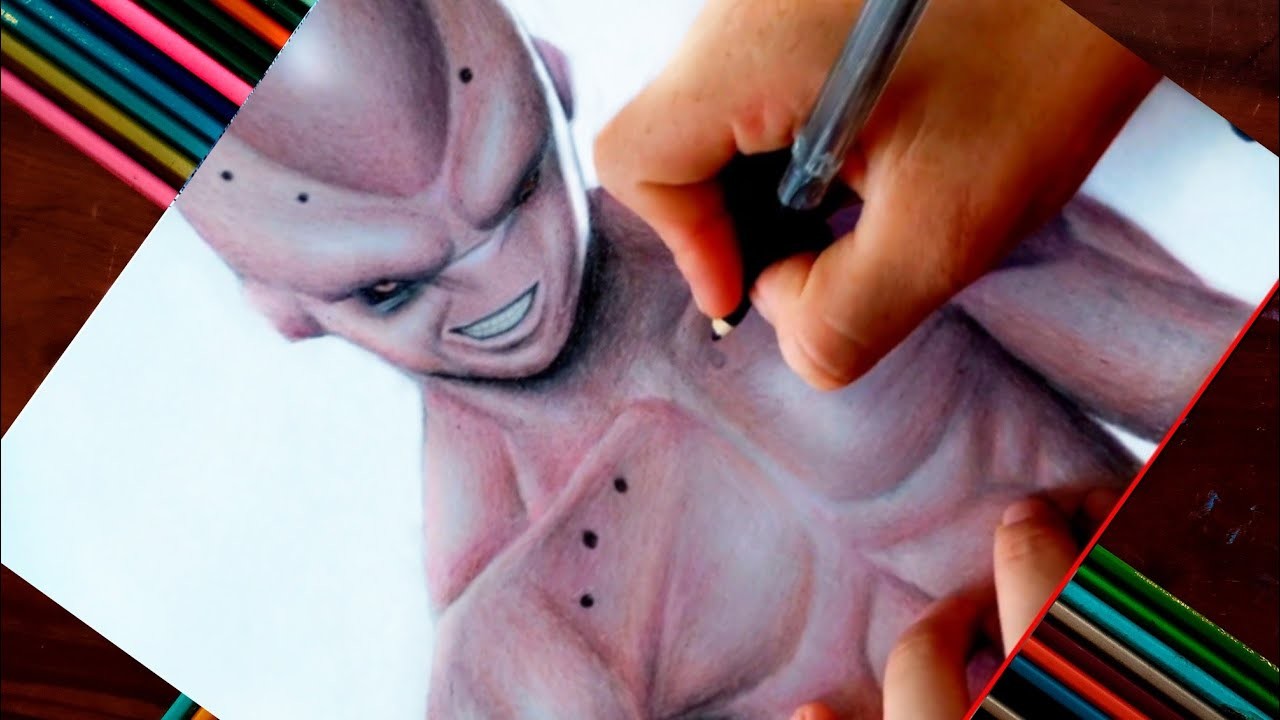 DIBUJO DE MAJIN BUU REALISTA | dibujo de majin buu facil y cencillo a realista