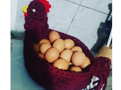 Gallina porta Huevos Hecha en trapillo.PASO A PASO. CROCHET