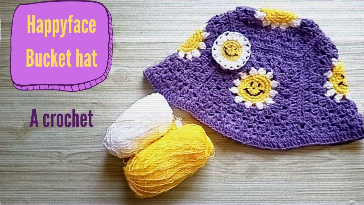 Happyface bucket hat| Gorrito a crochet de carita feliz super fácil para principiantes