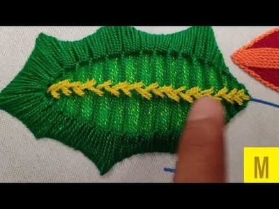 Bordar Hojas de noche buena || hand embroidery leaf poinsettia