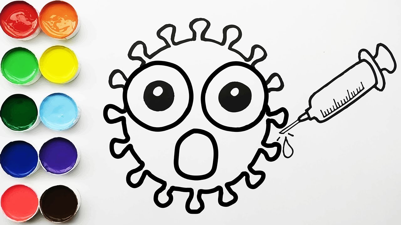 Como Dibujar y Colorear un Coronavirus Con Vacuna - Dibujos Para Niños - Learn Colors. FunKeep Art