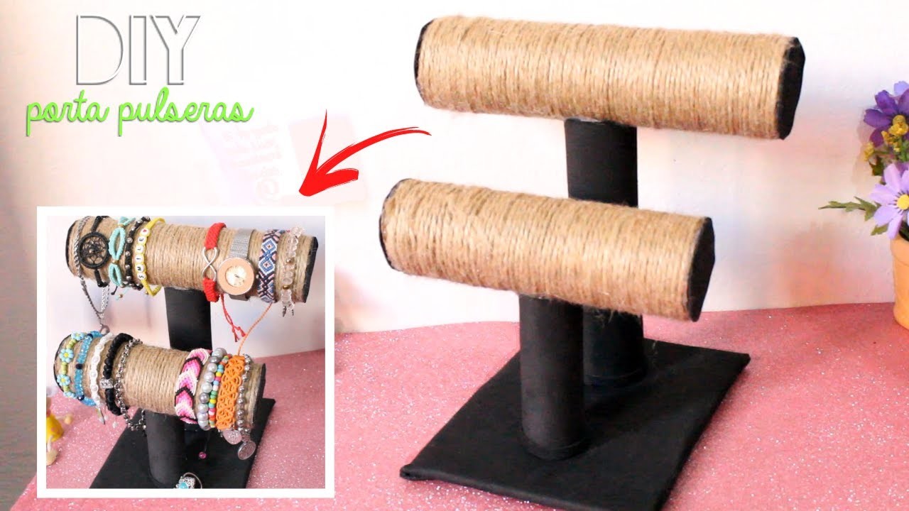Como hacer un exhibidor para Pulseras, Collares con tubos de cartón ✨ Reciclaje