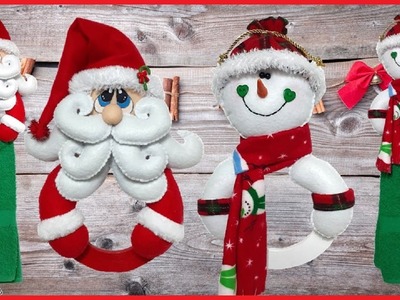 ????☃️Cómo Hacer un PORTA TOALLAS con Santa Claus y Muñeco de Nieve☃️????