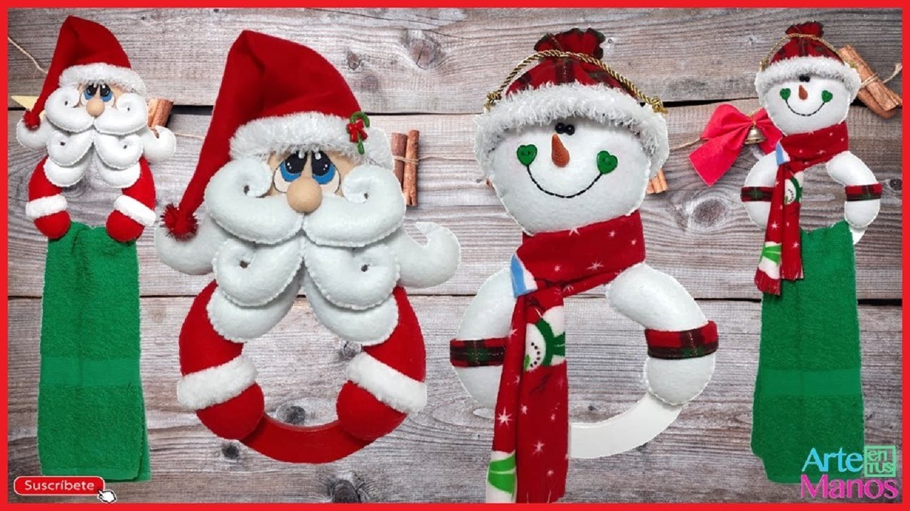 ????☃️Cómo Hacer un PORTA TOALLAS con Santa Claus y Muñeco de Nieve☃️????