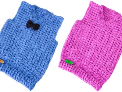 ????Como Tejer CHALECO a Crochet para NIÑOS Y NIÑAS (TODAS LAS TALLAS)