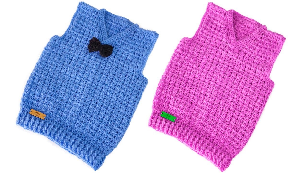 ????Como Tejer CHALECO a Crochet para NIÑOS Y NIÑAS (TODAS LAS TALLAS)