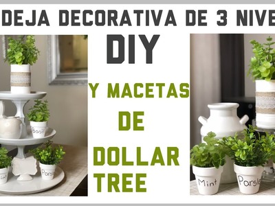 DIY Bandeja decorativa de 3 niveles.y pequeñas macetas.decoraciones para el hogar