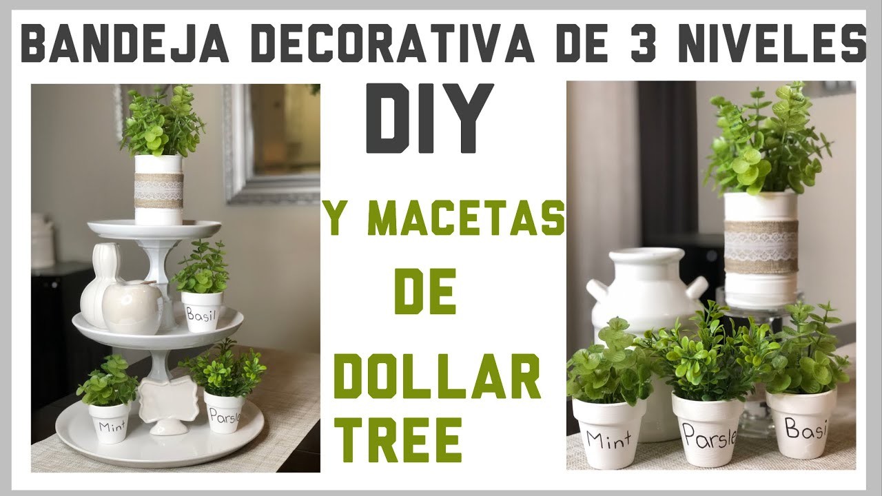 DIY Bandeja decorativa de 3 niveles.y pequeñas macetas.decoraciones para el hogar