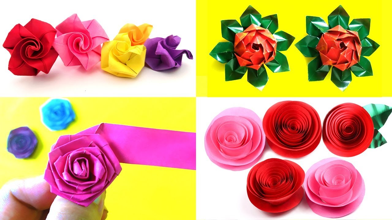 4 Formas FÁCILES de hacer ROSAS DE PAPEL (Paper Flower)  Ideas Fantásticas