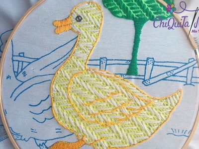 Bordado Fantasía Pato 1. Hand Embroidery Duck ???? with Fantasy Stitch