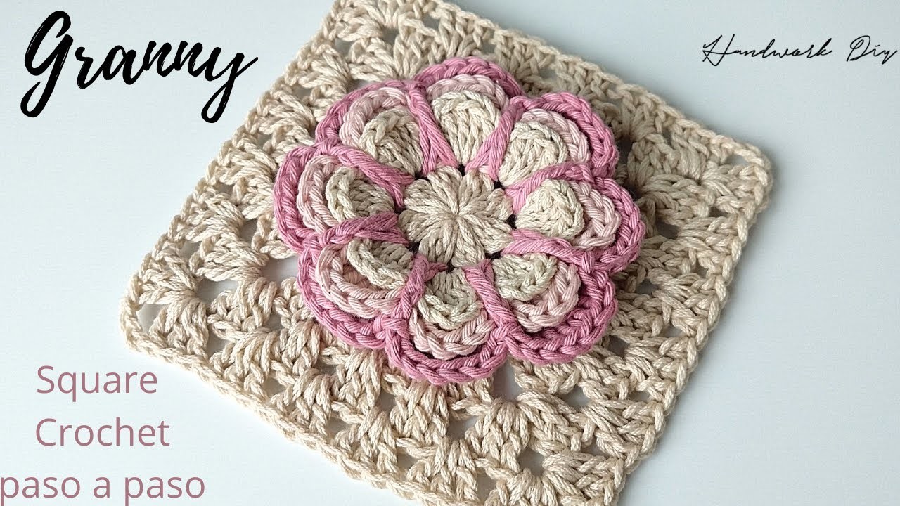 Cómo tejer granny square con flor a crochet paso a paso