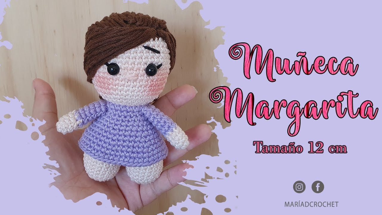 Amigurumi Muñeca Margarita a crochet | Patrón Como tejer una muñeca para llavero - Doll a crochet