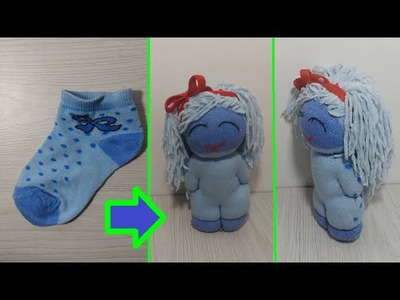 Como hacer una muñeca con una media. reciclaje de calcetines