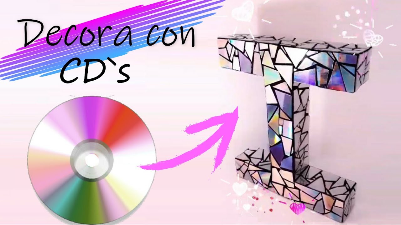 Letra de cartón en 3D Decoración con CD Reciclaje creativo Diy