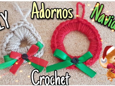 Adornos de Navidad manualidades paso a paso en crochet y cartón.Como tejer a crochet adornos navidad