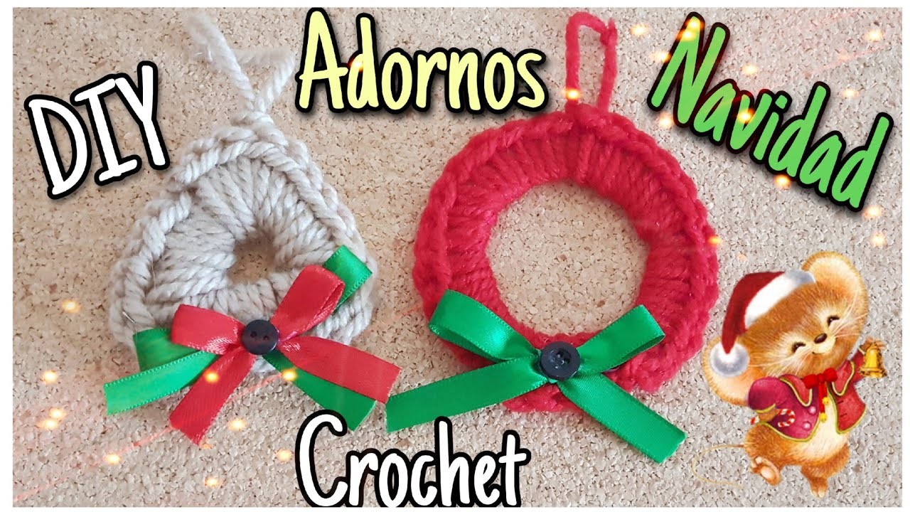 Adornos de Navidad manualidades paso a paso en crochet y cartón.Como tejer a crochet adornos navidad