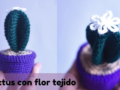 ????Cactus con flor tejido a Crochet????.Cactus with crochet-woven flower
