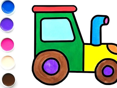 Como Dibujar y Colorear Un Tractor Para Niños - Dibujos Faciles Paso a Paso. FunKeep Art