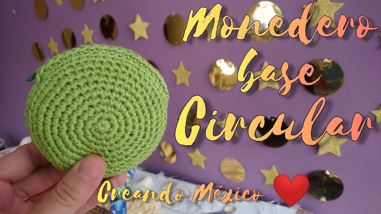Cómo hacer Monedero de base circular tejido. tutorial paso a paso crochet