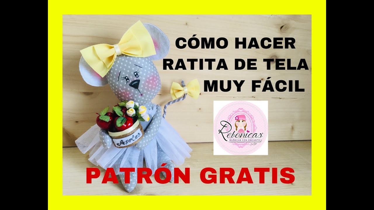 COMO HACER RATITA DE TELA MUY FACIL, PATRÓN GRATIS ( Cara con rotulador)