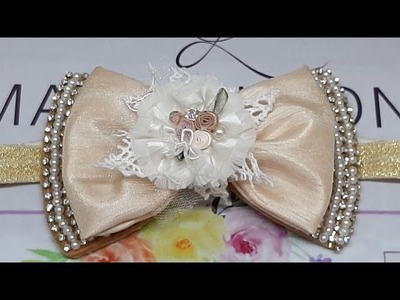 Como hacer una tiara con moño estilo vintage con pedrería bordada #MAYRALEON
