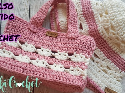 Cómo tejer BOLSO Crochet. Conjunto  SOMBRERO. How to crochet a BAG. Set with HAT. ENGLISH subtitles