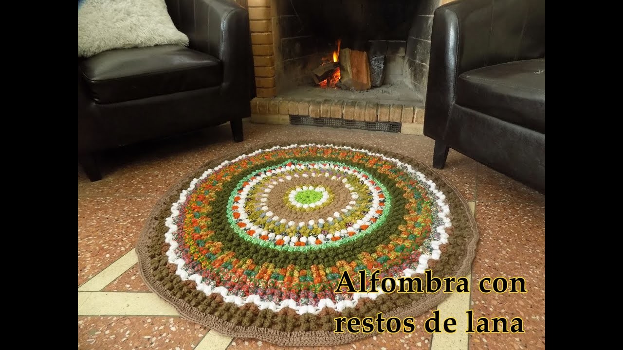 Crochet.Como hacer alfombra en crochet grande con restos de lana,ganchillo