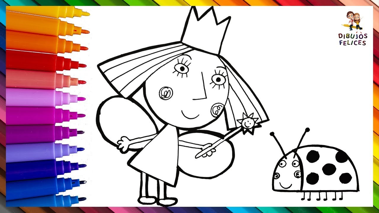 Dibuja y Colorea A Holly Y Gastón Del Pequeño Reino de Ben y Holly ????????????  Dibujos Para Niños