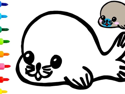 Dibuja y colorea una foca kawaii ???????? Videos para niños