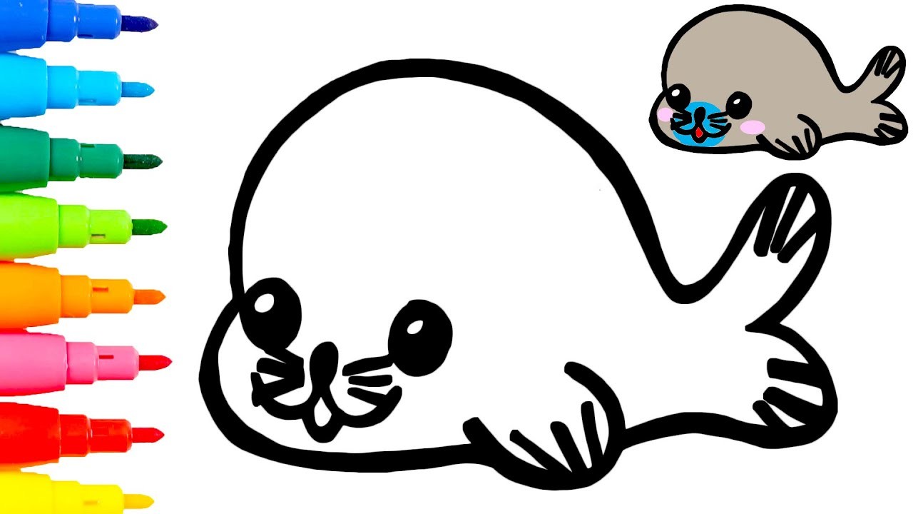 Dibuja y colorea una foca kawaii ???????? Videos para niños
