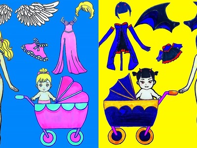 Trucos Y Manualidades Para Muñecas De Papel - Hadas Y Brujas Madre E Hijas Vestir Vestidos Familia