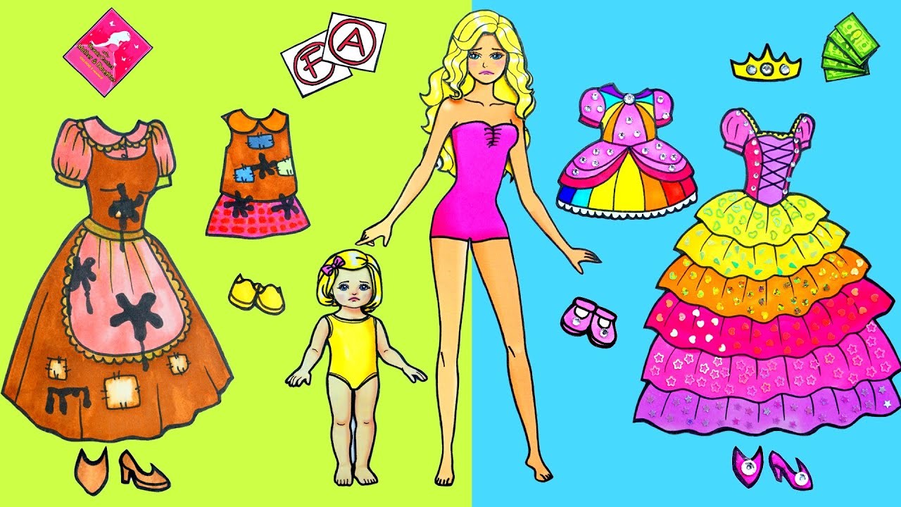 Trucos Y Manualidades Para Muñecas De Papel - Trajes Madre E Hija Ropa Concurso De Belleza