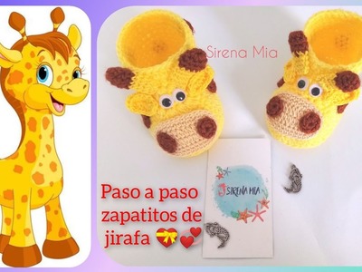 Zapatitos de jirafa tejidos a crochet, d 0 a 3 meses, paso a paso.