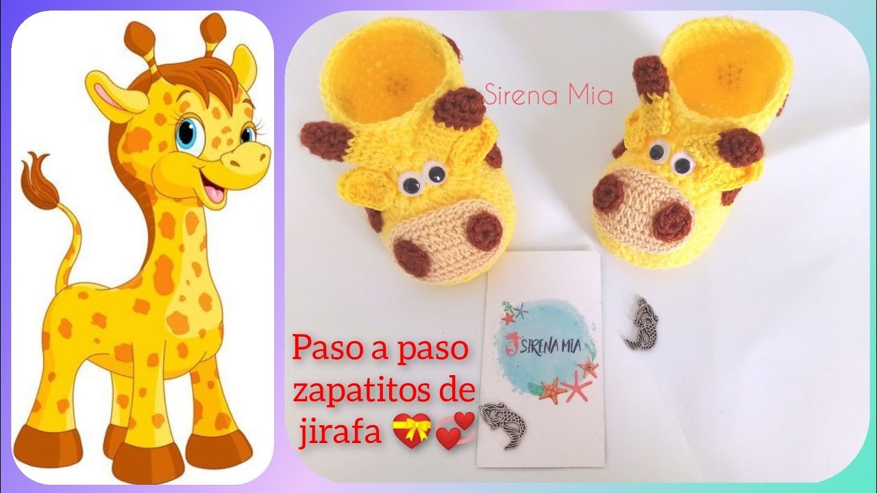 Zapatitos de jirafa tejidos a crochet, d 0 a 3 meses, paso a paso.