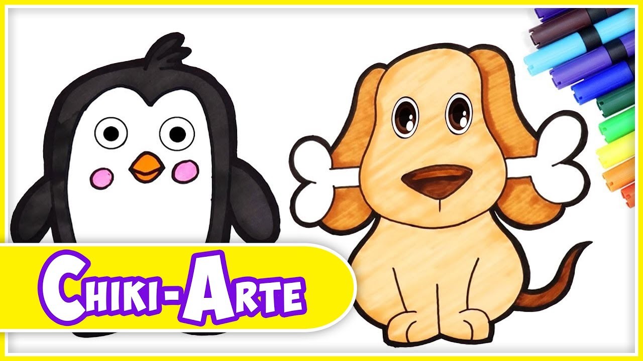 Cómo dibujar un perro, un pingüino y más animales | Chiki-Arte Aprende a Dibujar