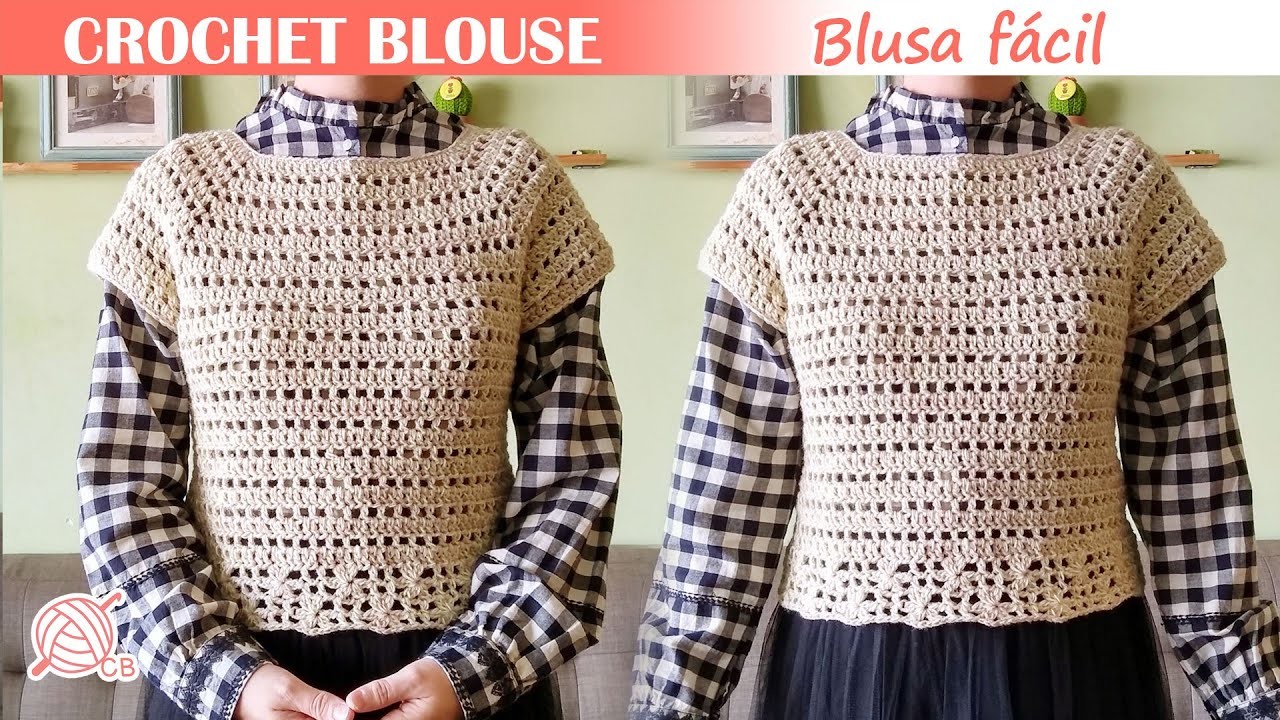 [ENG Sub] First Crochet Sweater - Easy Crochet Blouse - Raglan Top - Blusa.Jersey Fácil