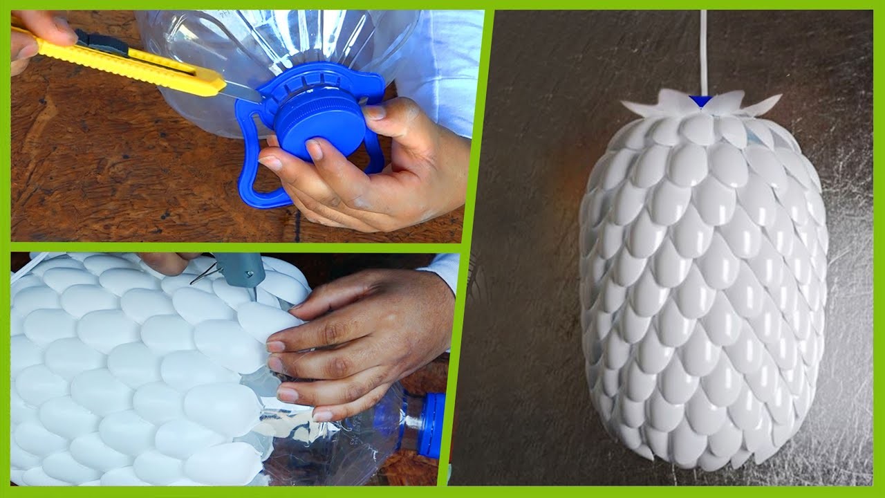 Tutorial DIY lámpara moderna hecha con cucharas de plástico