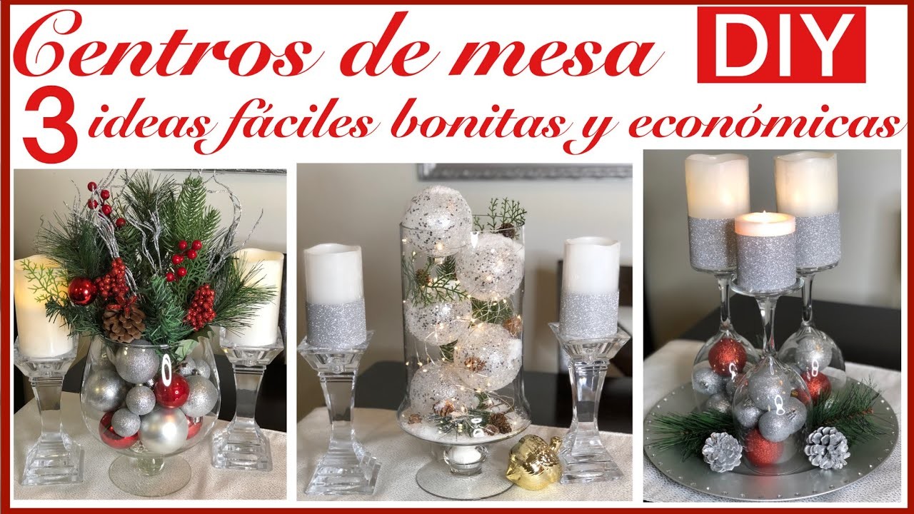 DIY 3 ideas navideñas para decorar el comedor. centros de mesa