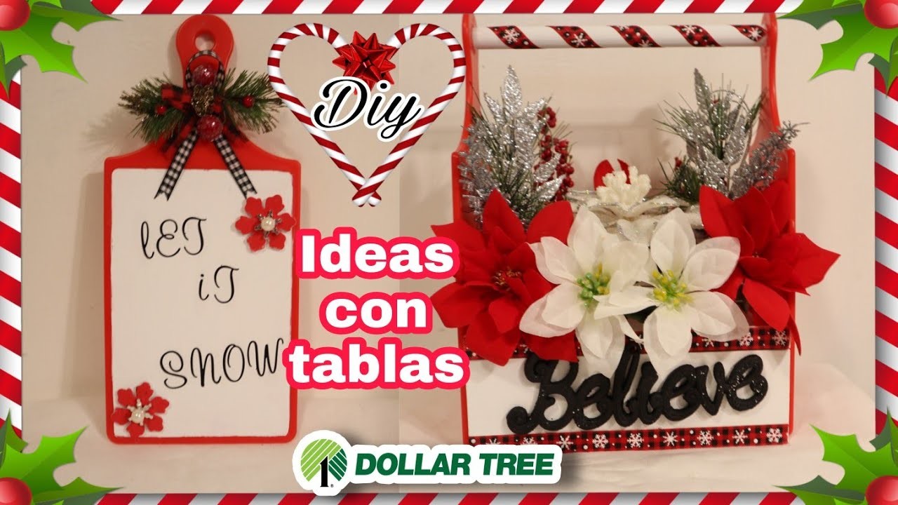 Ideas navideñas 2020.Como hacer decoraciónes con tablas.Dollar Tree.